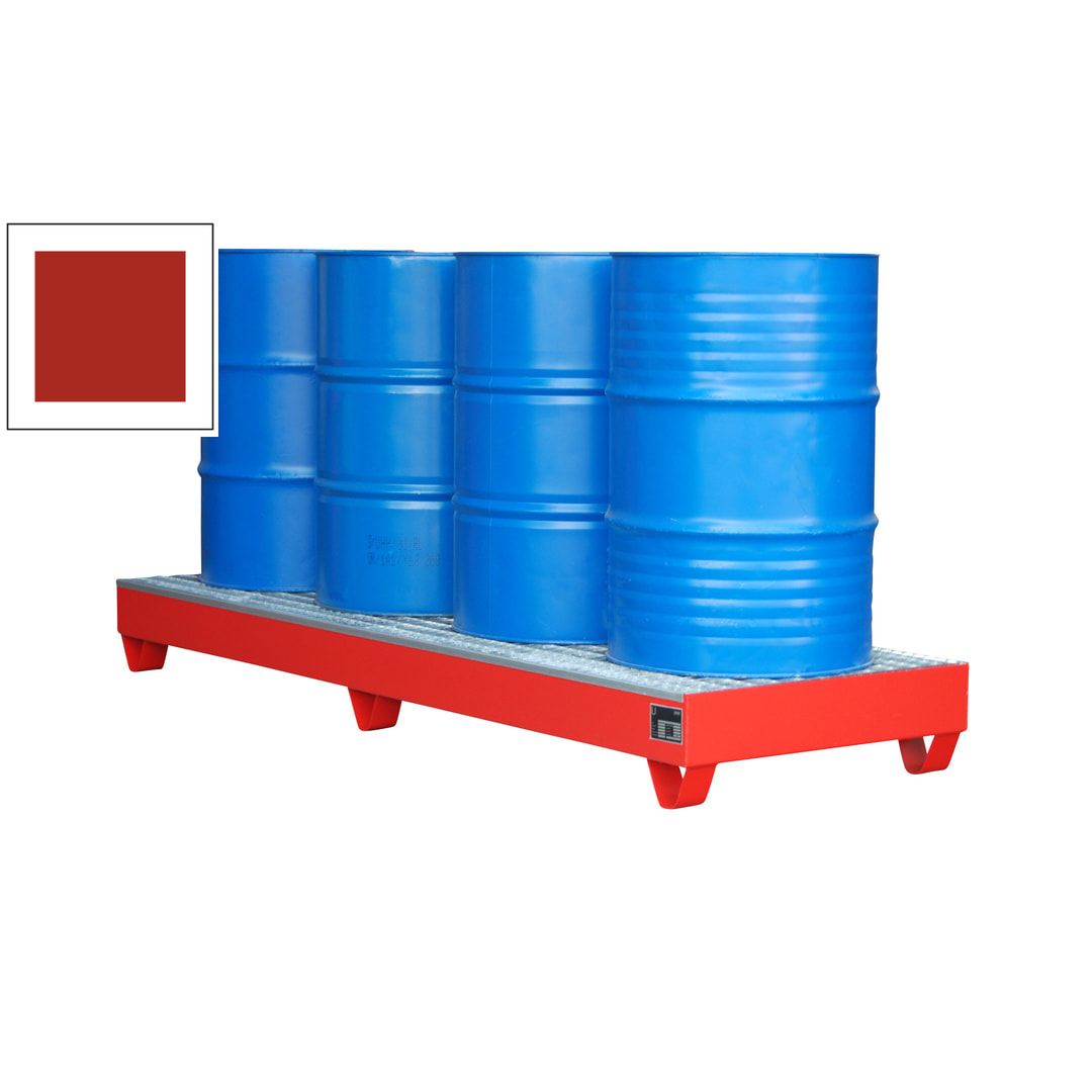 Auffangwanne - 2.400 x 800 mm (BxT) - 222 l - Füße - Gitterrost - feuerrot