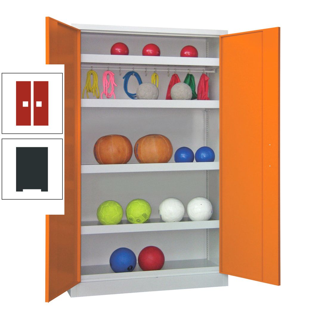 Ballschrank - Vollblechtüren - 4 Böden - 1 Hakenleiste - 1.950x1.200x500 mm (HxBxT) - anthrazitgrau