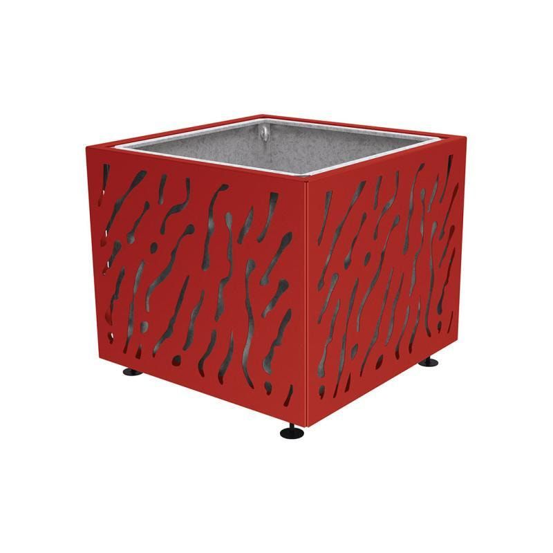Pflanzbehälter, Stahlblech fvz, einfarbig, innen feuerverzinkt mit Verladungsgriffen, verstellbare Füße, 870 x 990 x 990 mm (HxBxT), enzianblau