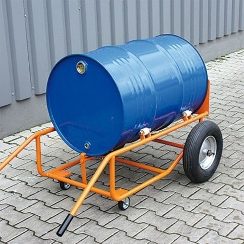 Eichinger Fasskippbock, stehende und liegende Sickenfässer, Traglast 300 kg, Luftreifen, gerundete Halterung, Stützbock, Farbe anthrazitgrau(RAL 7016)