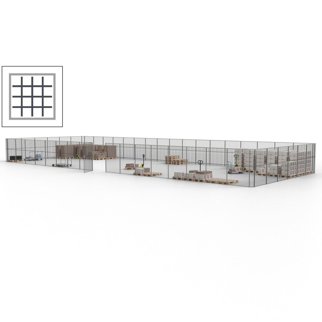 Maschinen Schutzgitter - Hallentrennwand - Sicherheitszaun - Tür - 69 m - 2.200 x 19.900 x 15.400 mm (HxBxT) - enzianblau