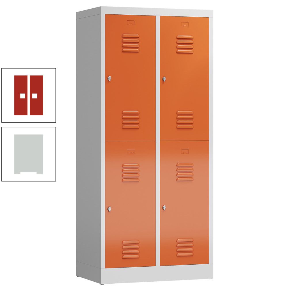 Garderobenschrank, Doppelstockspind, 2 Abteil, 4 Fächer, 1.800 x 800 x 500 mm (HxBxT), Drehriegel, Stahl, Korpus: lichtgrau, Front: anthrazitgrau