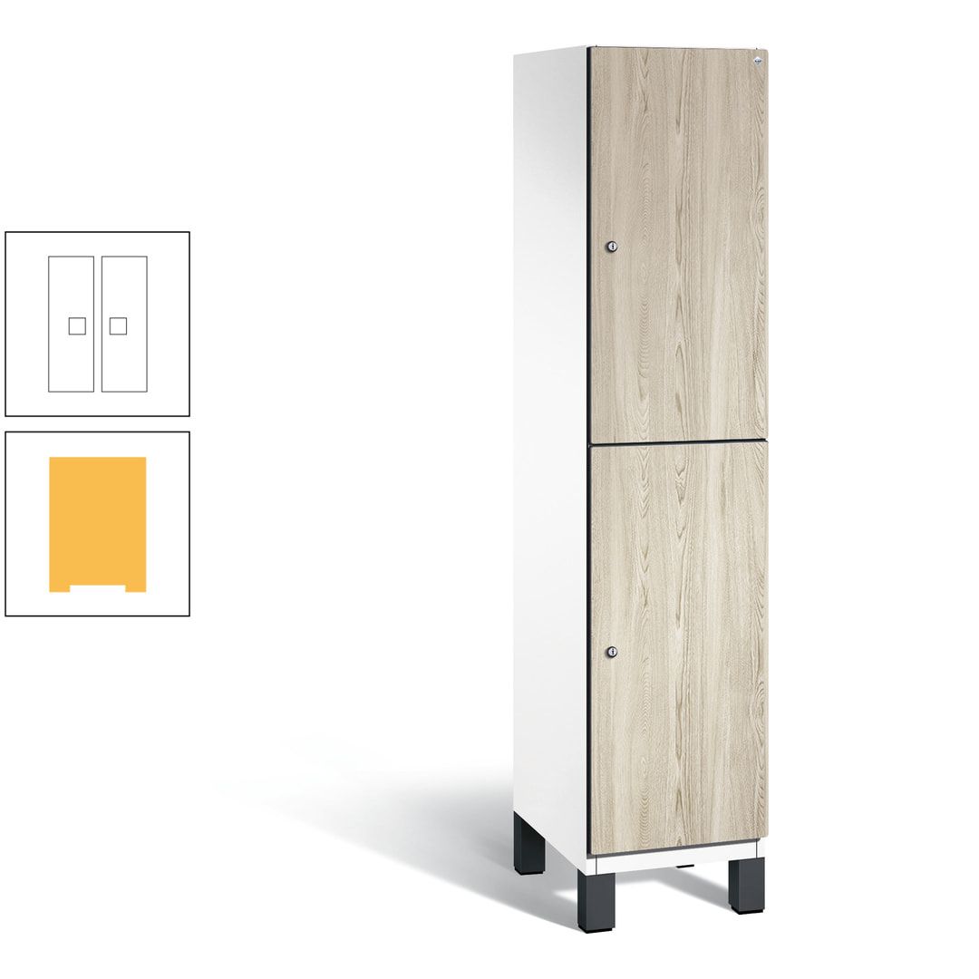Fächerschrank, Garderobenschrank, mit Füßen, 1 Abteile, 1.980 x 400 x 525 mm (HxBxT), Korpus anthrazitgrau, Tür Donau-Ahorn