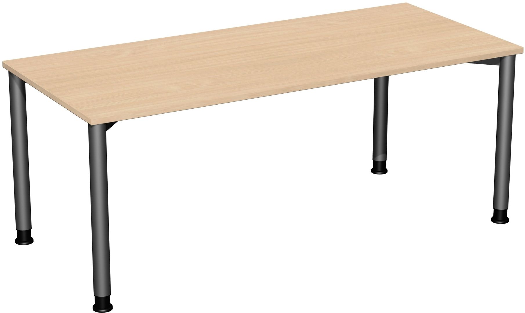 Schreibtisch - 4-Fuß Flex - Bürotisch - Höhe 680-800 mm - 1.000 x 800 mm (BxT) - Gestell anthrazit - Ahorn