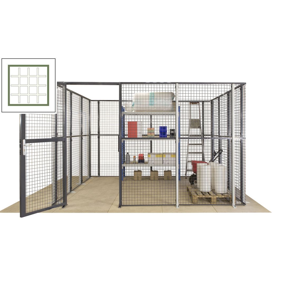 Maschinen Schutzgitter - Hallentrennwand - Sicherheitszaun - Tür - 72 m - 2.200 x 21.400 x 15.400 mm (HxBxT) - enzianblau