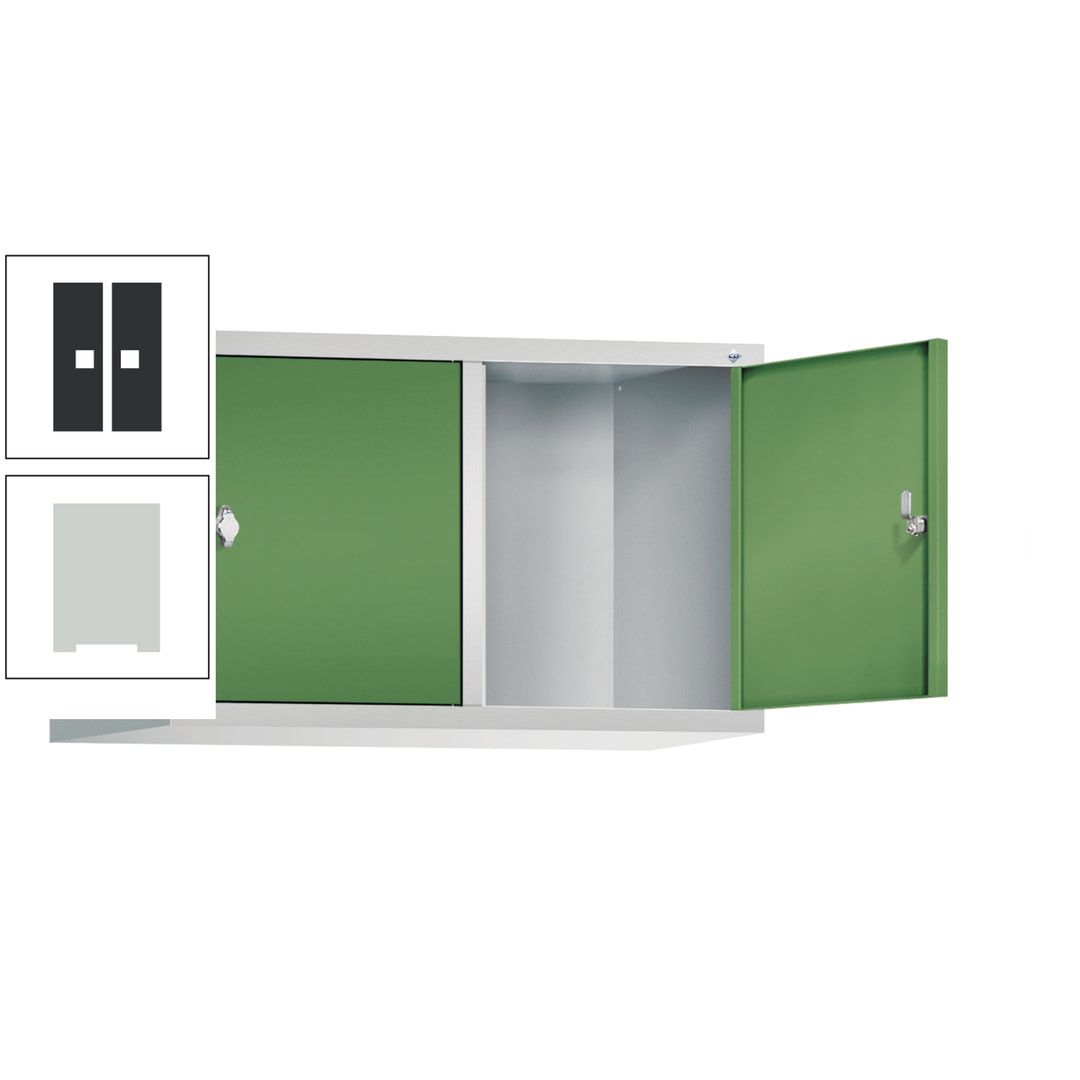 Aufsatzschrank für Spinde und Schließfachschränke, 2 Abteile, Korpus anthrazitgrau, Türen anthrazitgrau, 500 x 810 x 500 mm (HxBxT), Stahlschrank
