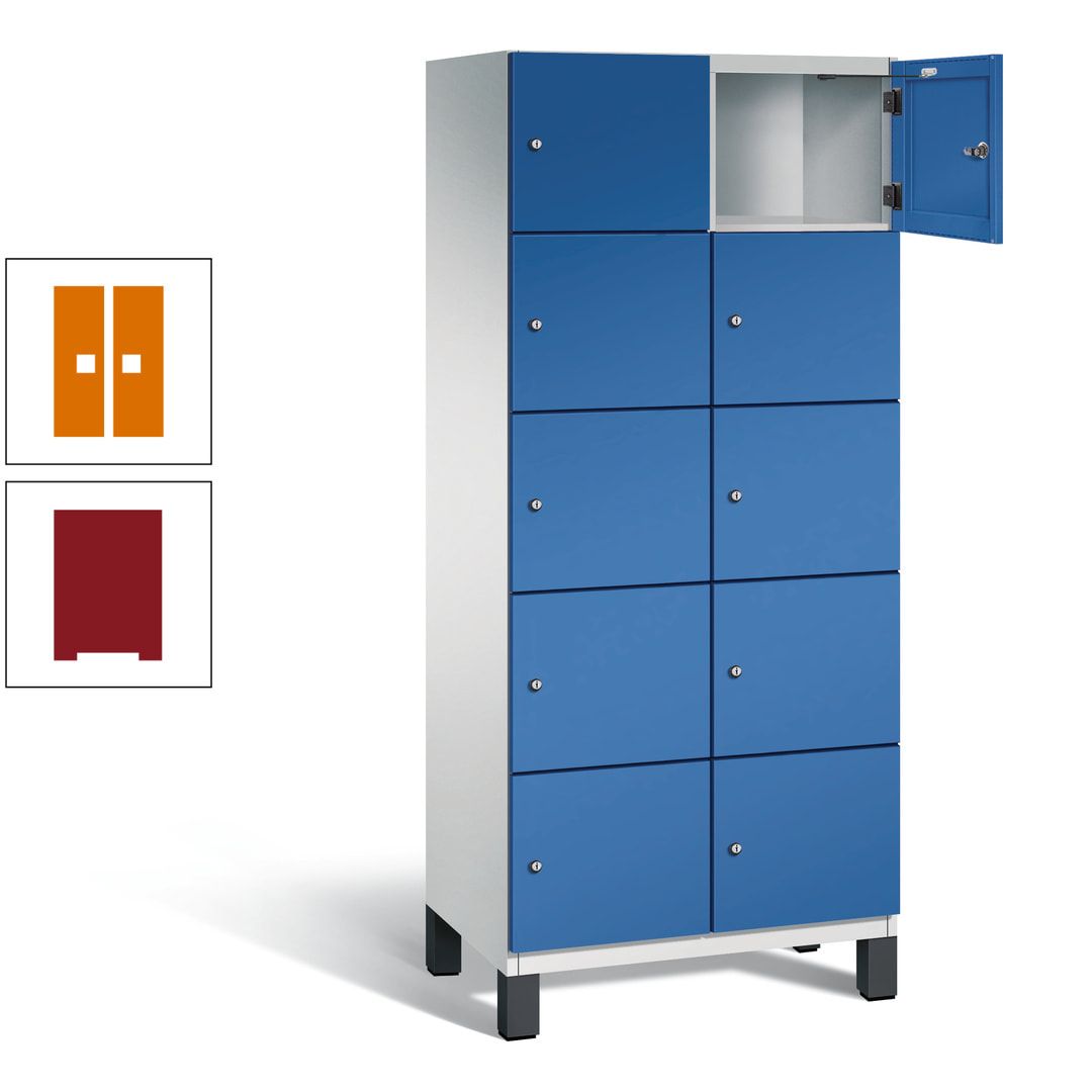 Fächerschrank, Stahlschrank, 10 Fächer, Türöffnungsbegrenzer, Füße, 1.980 x 800 x 525 mm (HxBxT), Korpus anthrazitgrau, Front anthrazitgrau