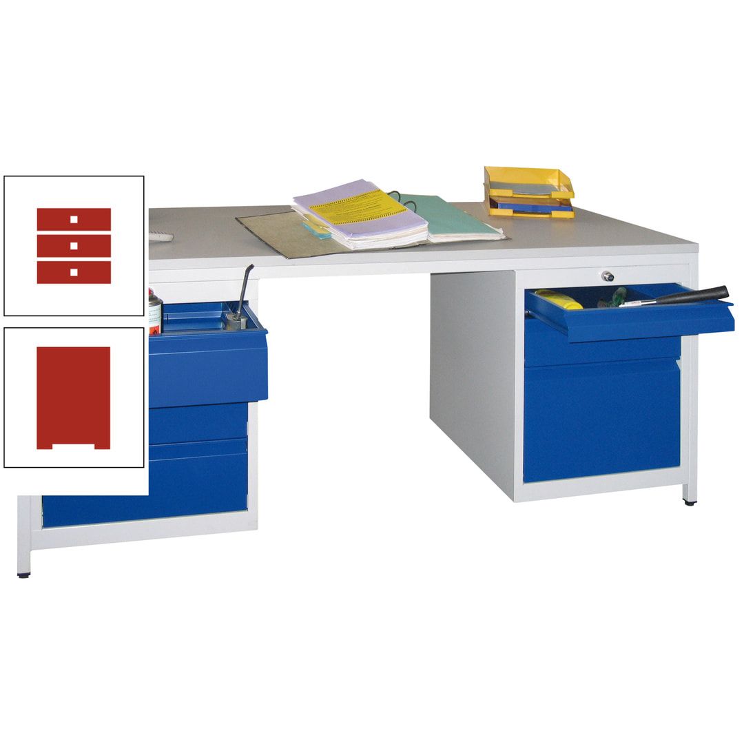 Meisterschreibtisch - 6 Schubladen, 75 / 125 / 150 / 175 / 300 mm - 720 x 1.700 x 800 mm (HxBxT) - anthrazitgrau