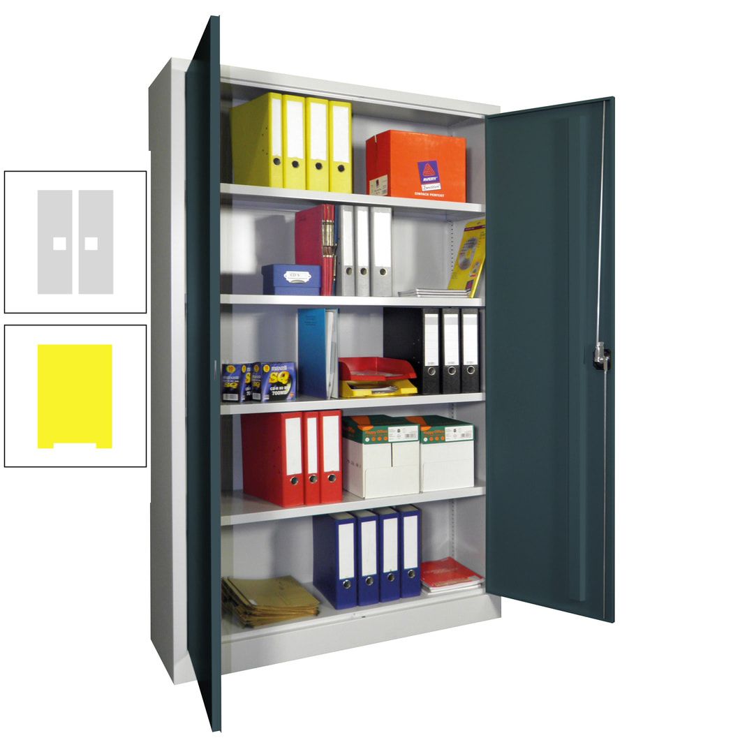 Aktenschrank - Vollblechtüren - 1.950x1.200x400 mm (HxBxT) - 4 Einlegeböden verzinkt - Zylinderschloss - anthrazitgrau