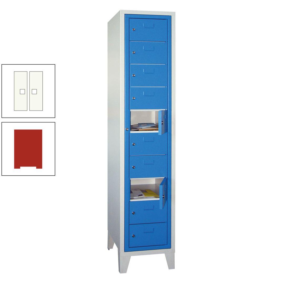 Schließfachschrank - Wäscheausgabeschrank - 10 Fächer a 315 mm - 1.850x400x500 mm (HxBxT) - Füße - Zylinderschloss - anthrazitgrau