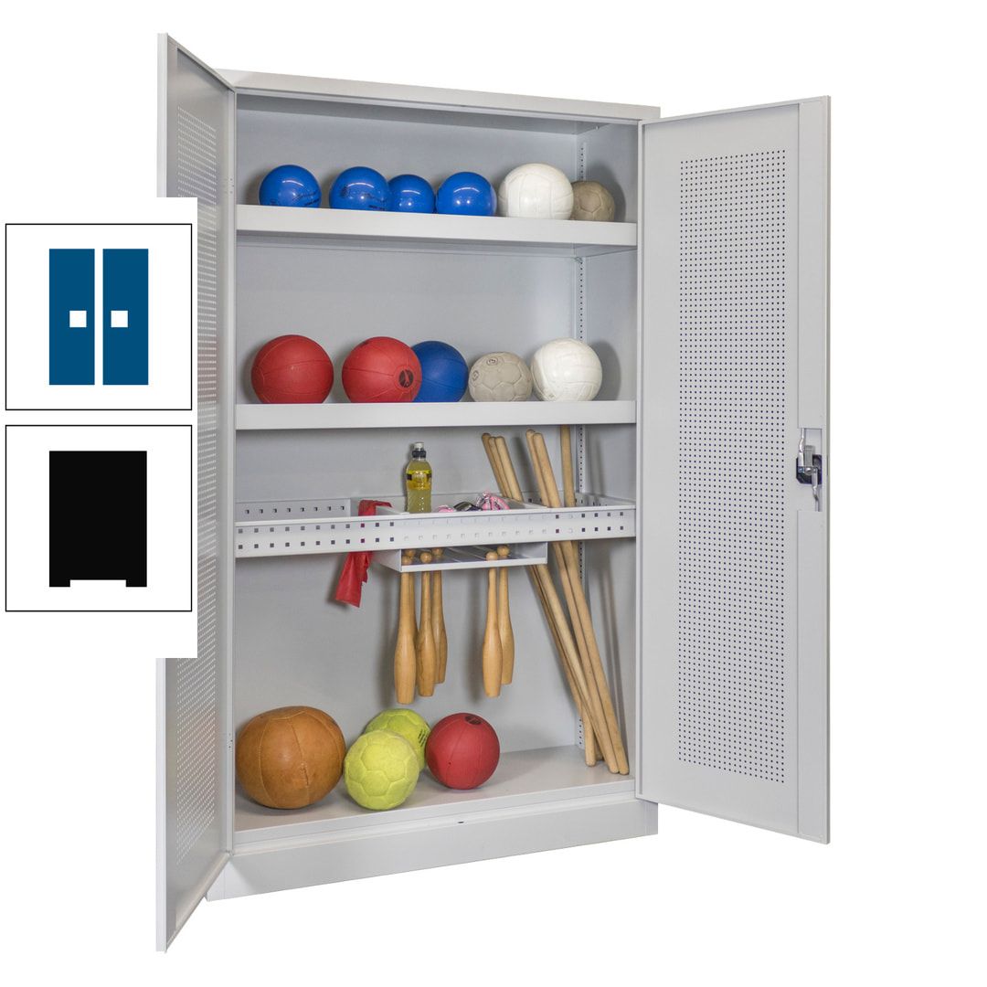 Sportschrank - Lochfeldtüren - Variante 2 - 1.950x1.200x500 mm (HxBxT) - anthrazitgrau