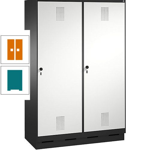 Doppel-Spind, Garderobenschrank, 2 Türen für 4 Abteile a 300 mm, Korpus anthrazitgrau, Türen anthrazitgrau, 1.800 x 1.200 x 500 mm (HxBxT)