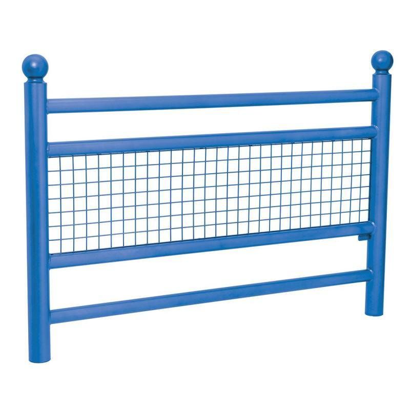 Geländer 2 Stahlrohre und Gitter - 1.000 x 1.572 mm - Pfosten mit Edelstahlkopf - Farbe enzianblau - Außengeländer Systemgeländer