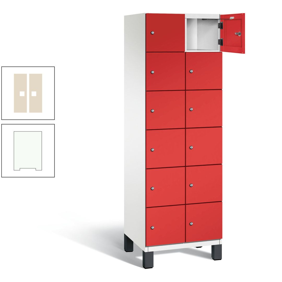 Fächerschrank, Stahlschrank, 12 Fächer, Türöffnungsbegrenzer, Füße, 1.980 x 600 x 525 mm (HxBxT), Korpus anthrazitgrau, Front anthrazitgrau