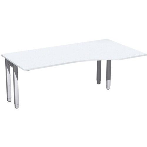 Eckschreibtisch, Ecke rechts, Füße einseitig verkürzt, 4-Fuß Quadrat Pro, höhenverstellbar, 680-800 x 1.600 x 1.000 mm (HxBxT), Dekor Ahorn