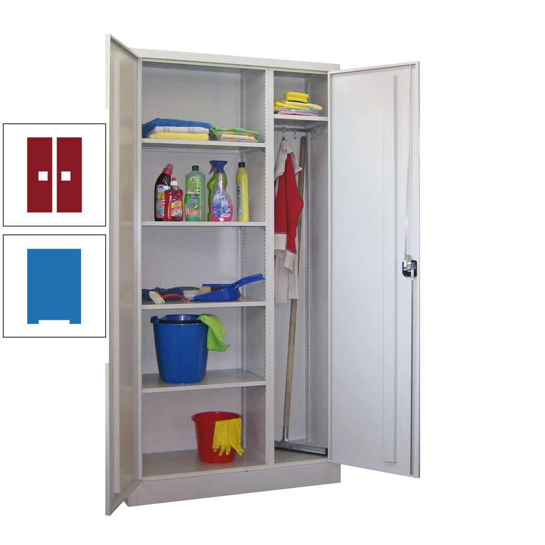 Putzschrank mit Trennwand - 1.950x1.000x400 mm (HxBxT) - Böden pulverbeschichtet - anthrazitgrau