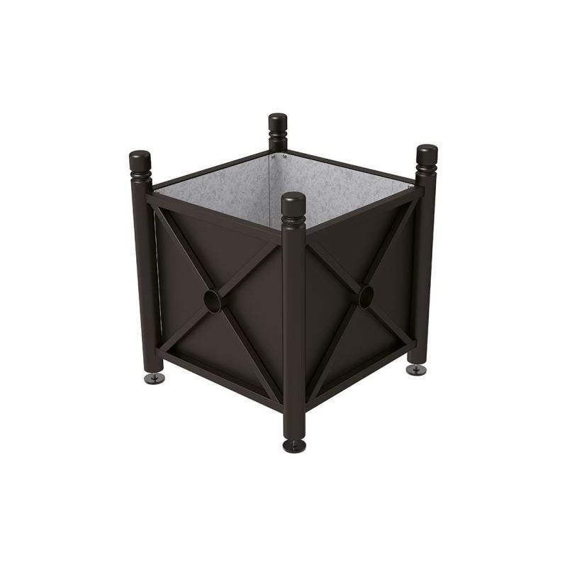 Pflanzbehälter, Stahlblech feuerverzinkt, verstellbare Füße, Innenfach feuerverzinkt, Kopf Agora, 750 x 800 x 800 mm (HxBxT), enzianblau