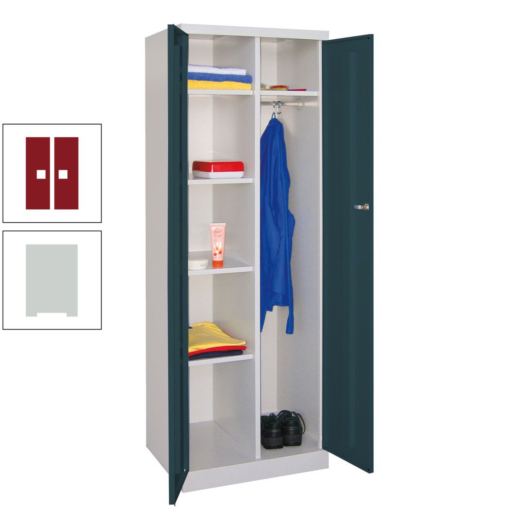 Kleiderschrank mit Sockel - Spind - 1 Abteil mit Trennwand - 1.800x600x500 mm (HxBxT) - Zylinderschloss - anthrazitgrau