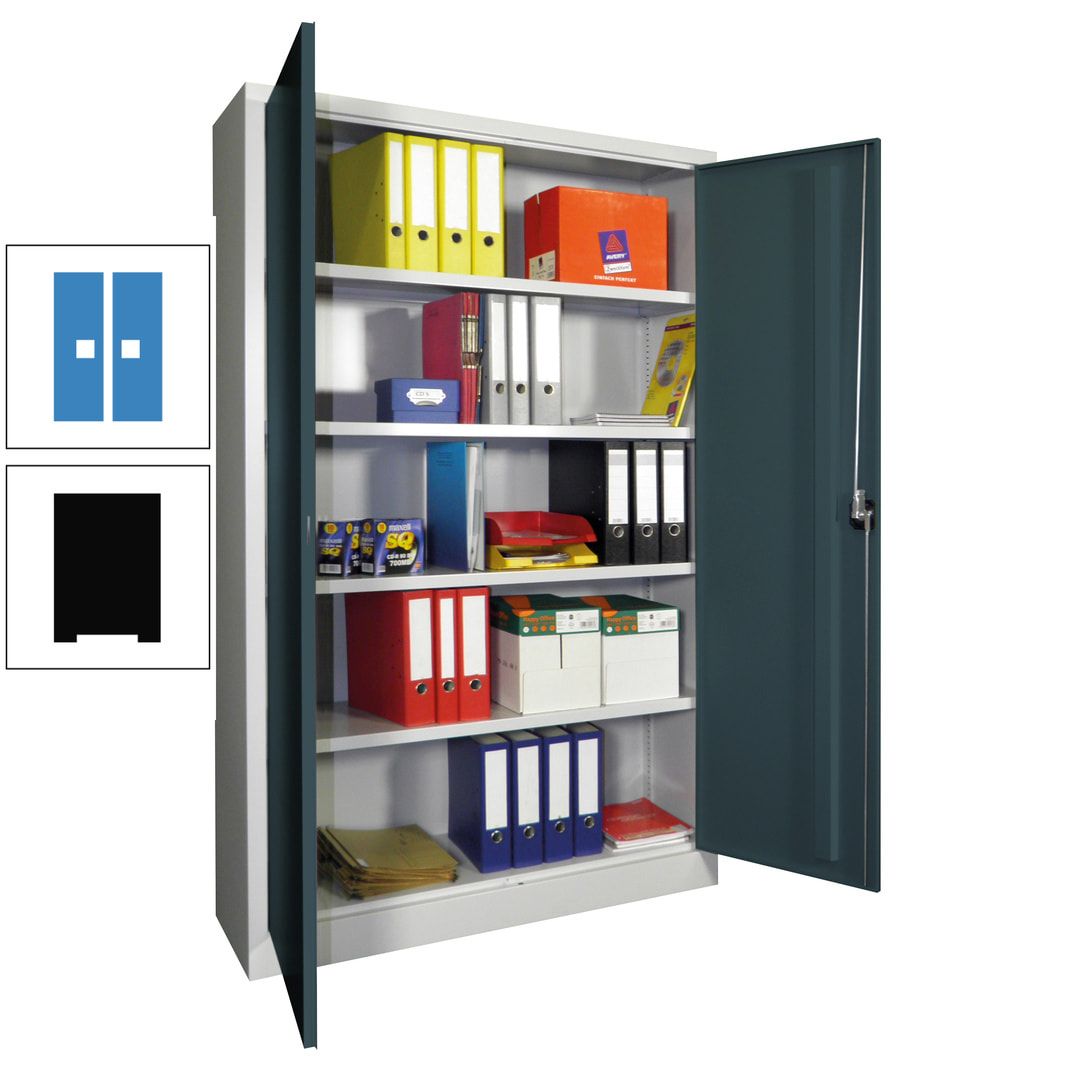 Aktenschrank - Vollblechtüren - 1.950x1.200x400 mm (HxBxT) - 4 Einlegeböden verzinkt - Zylinderschloss - anthrazitgrau
