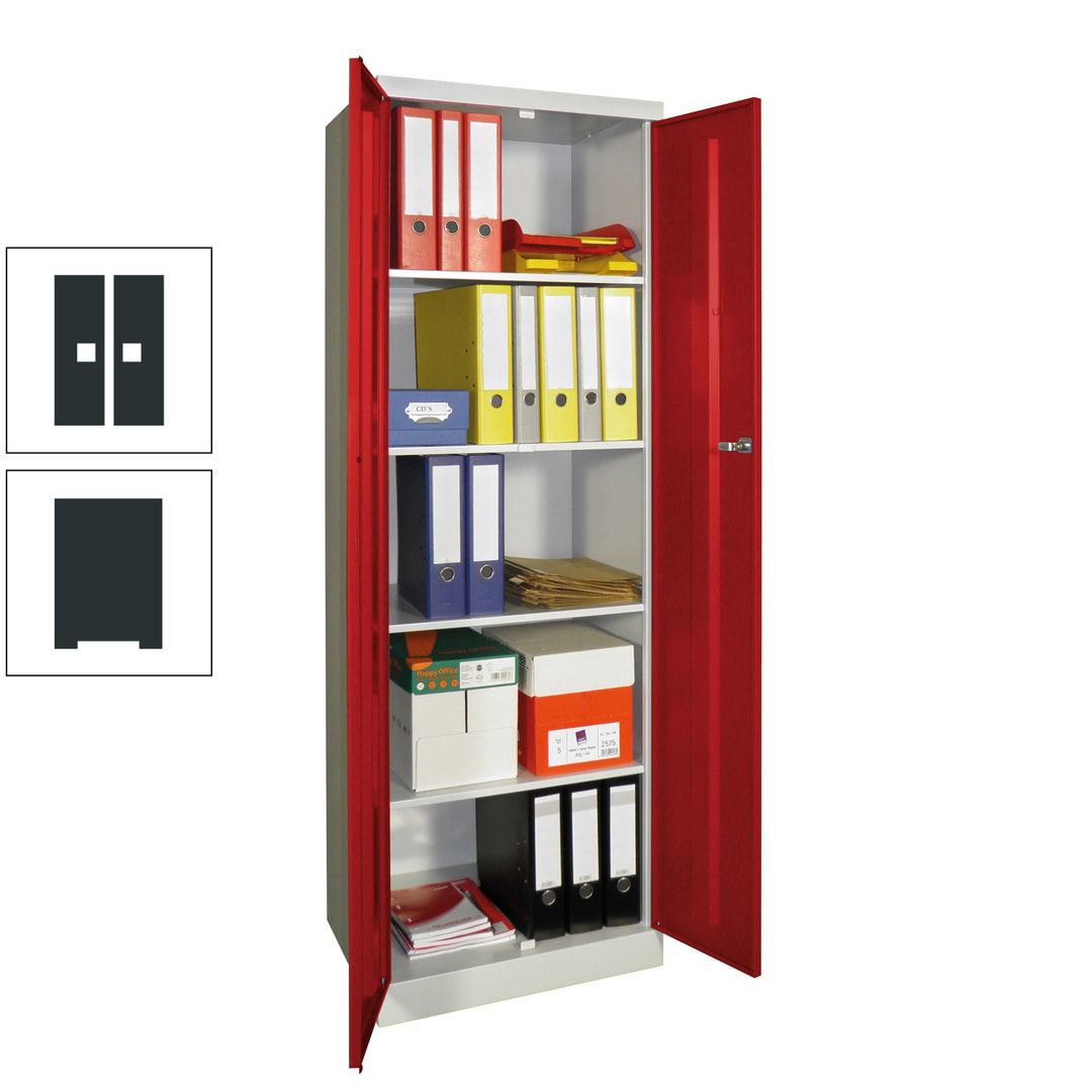 Aktenschrank - Sockel - 4 Böden - 1.800x600x500 mm (HxBxT) - Zylinderschloss - anthrazitgrau