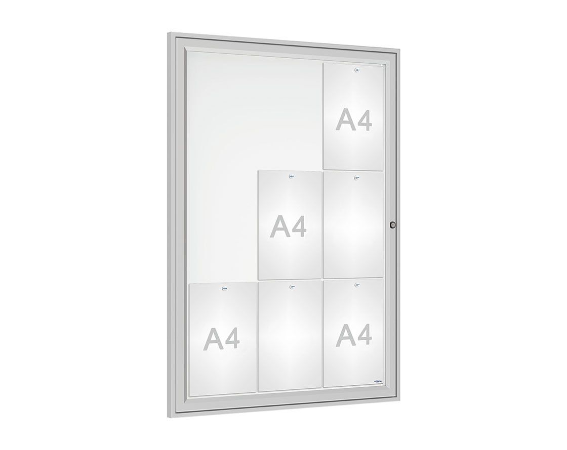 Schaukasten - Einflügeltür - 9xA4 - Hochformat - 1.050 x 750 x 30 mm (HxBxT) - enzianblau - Infokasten - Präsentationsvitrine