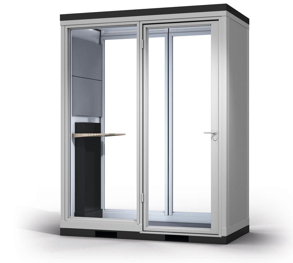 Meetingbox, temporärer Meetingraum, Raumcontainer, Bürocontainer, 2.832 x 2.194 x 1.148 mm (HxBxT), Schallschutz, LED-Beleuchtung, SCHUKO