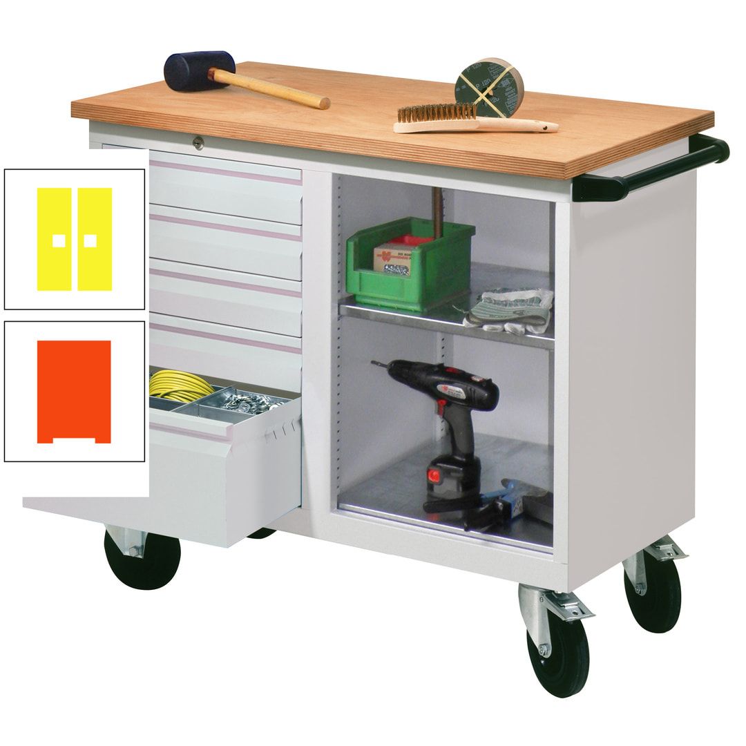 Mobile Werkbank - Werkstattwagen - 915 x 1.090 x 600 mm - 5 Schubladen und Ablagefach - anthrazitgrau