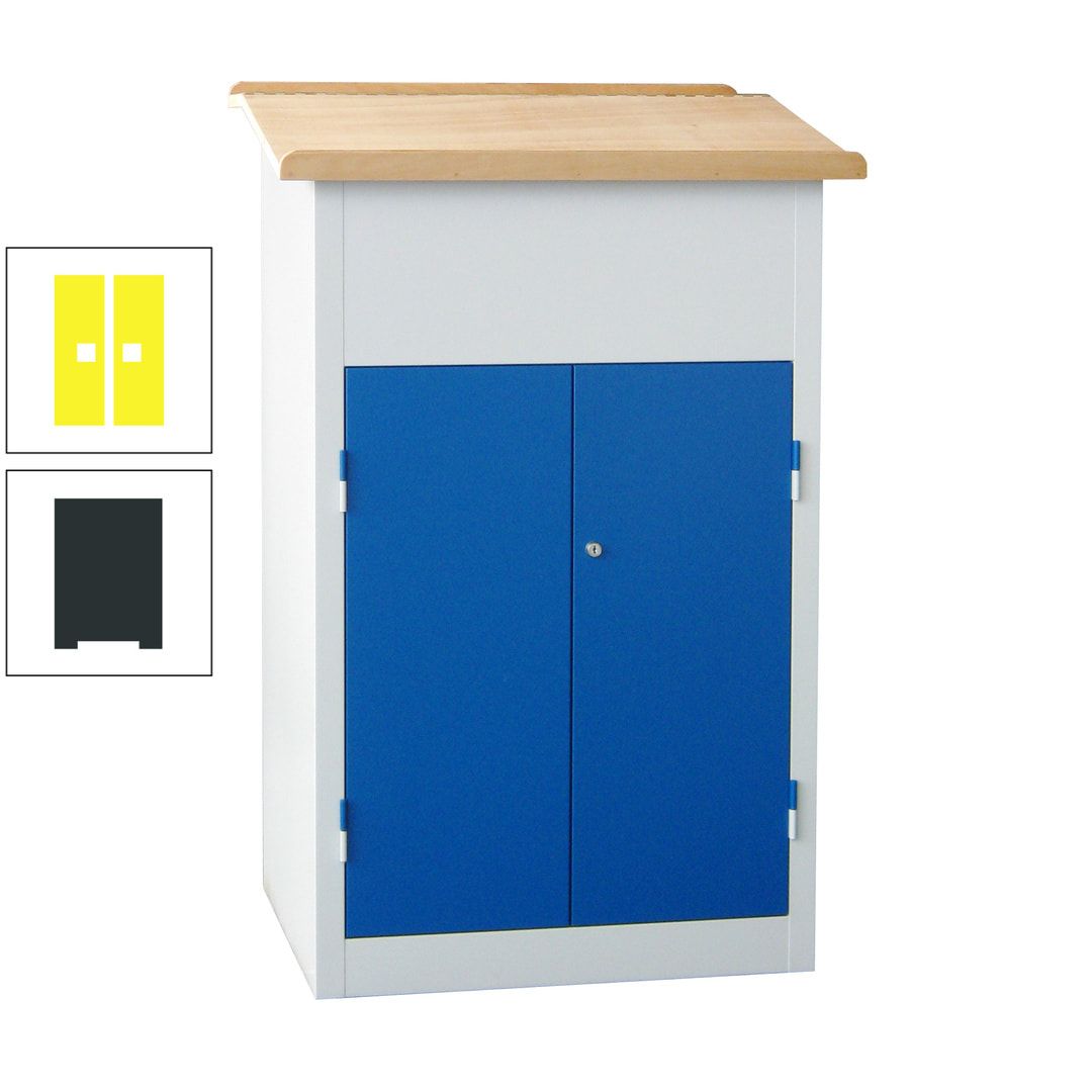 Stehpult mit Schrank - Vollblechtür - Zylinderschloss - 2 Böden - 1.200 x 700 x 600 mm (HxBxT) - anthrazitgrau