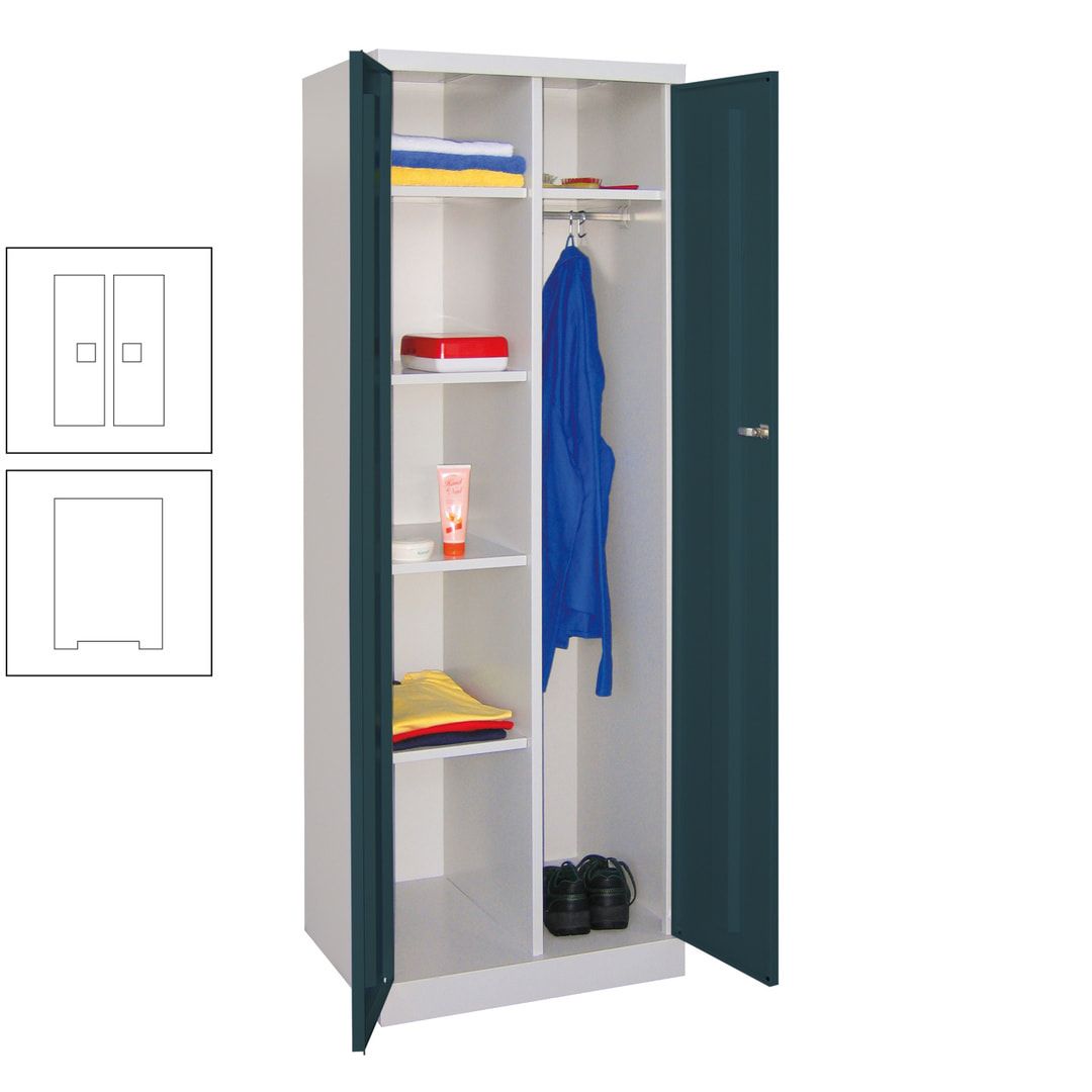 Kleiderschrank mit Sockel - Spind - 1 Abteil mit Trennwand - 1.800x600x500 mm (HxBxT) - Zylinderschloss - anthrazitgrau