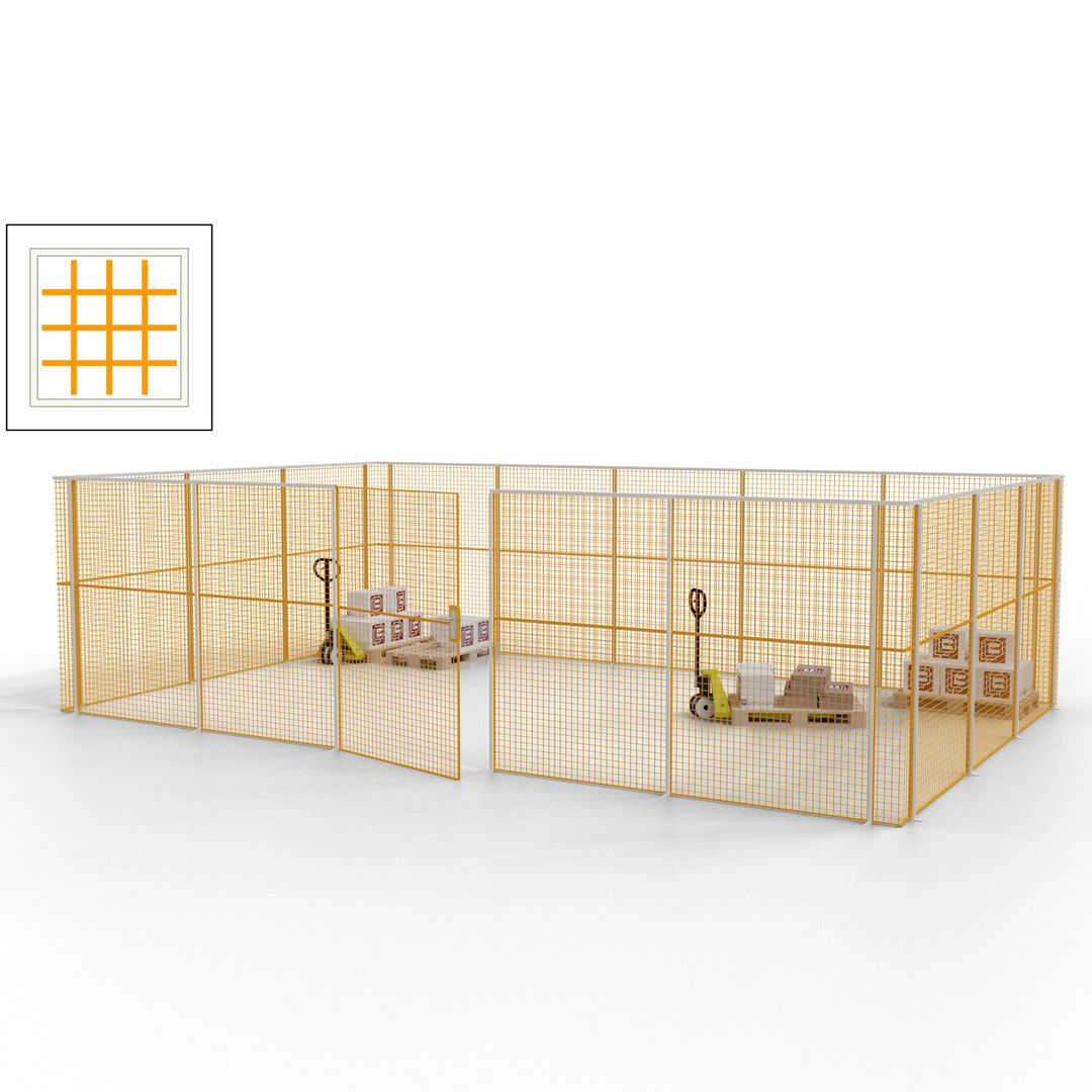 Maschinen Schutzgitter - Hallentrennwand - Sicherheitszaun - Tür - 22 m - 2.200 x 7.900 x 4.900 mm (HxBxT) - enzianblau