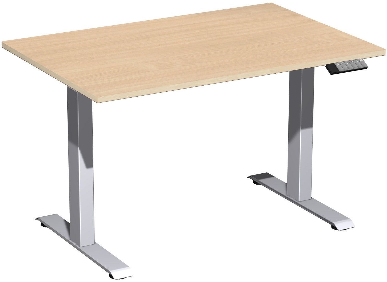 Schreibtisch, Elevate Basic, elektronisch höhenverstellbar, 730 - 1.230 x 1.200 x 800 mm (HxBxT), Gestell anthrazit, Dekor Ahorn