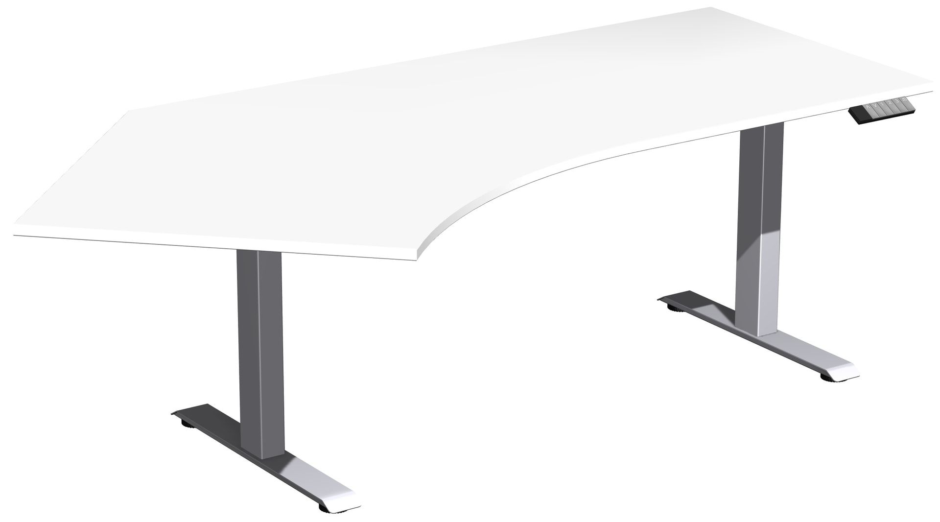 Winkelschreibtisch, Winkel links, Elevate Basic, elektronisch höhenverstellbar, 730 - 1.230 x 2.166 x 1.130 mm (HxBxT), Gestell anthrazit, Dekor Ahorn