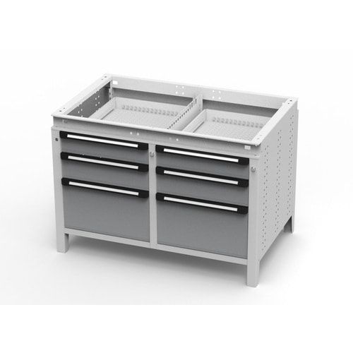 OTTOKIND Werkbank - bündige Arbeitsplatte - 850 x 1.150 x 750 mm (HxBxT) - 6 Schubladen - lichtgrau