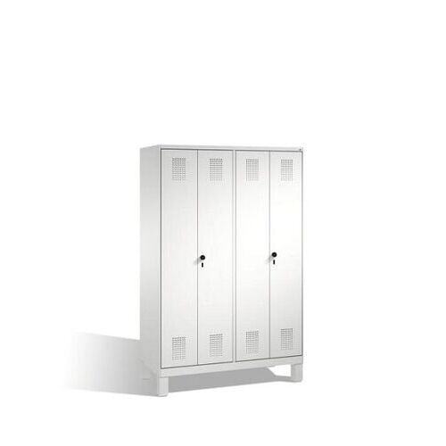 Doppel-Spind, Doppeltüren, Garderobenschrank mit Füßen, 4 Abteile a 300 mm, Korpus anthrazitgrau, Tür anthrazitgrau, 1.850 x 1.200 x 500 mm (HxBxT)