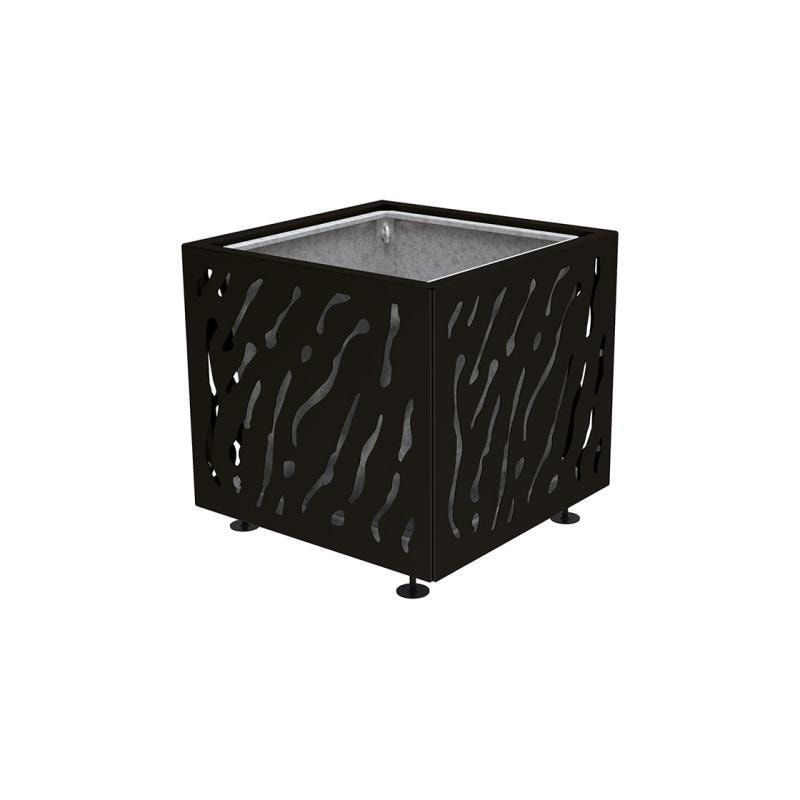 Pflanzbehälter, Stahlblech fvz, einfarbig, innen feuerverzinkt mit Verladungsgriffen, verstellbare Füße, 760 x 790 x 790 mm (HxBxT), enzianblau