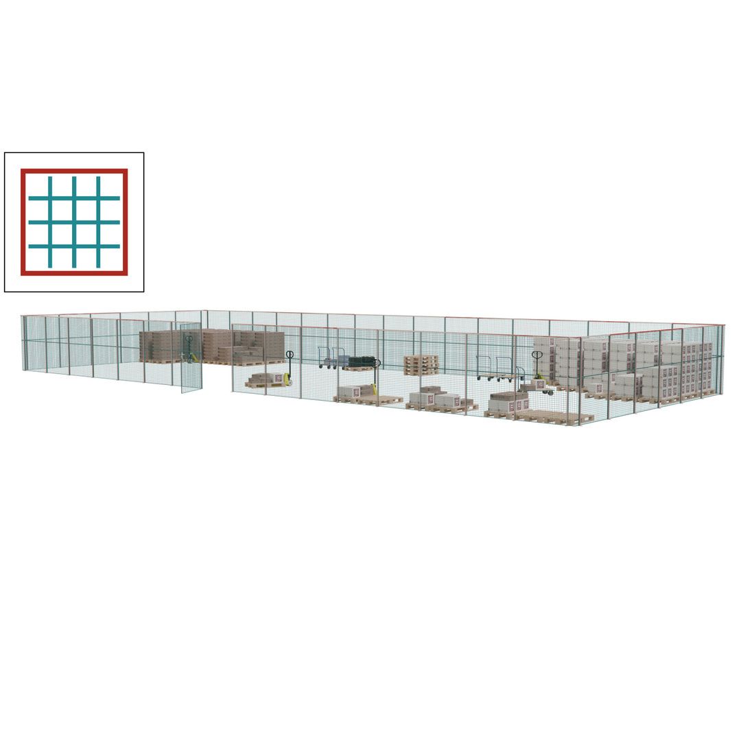 Maschinen Schutzgitter - Hallentrennwand - Sicherheitszaun - Tür - 66 m - 2.200 x 24.400 x 9.400 mm (HxBxT) - enzianblau
