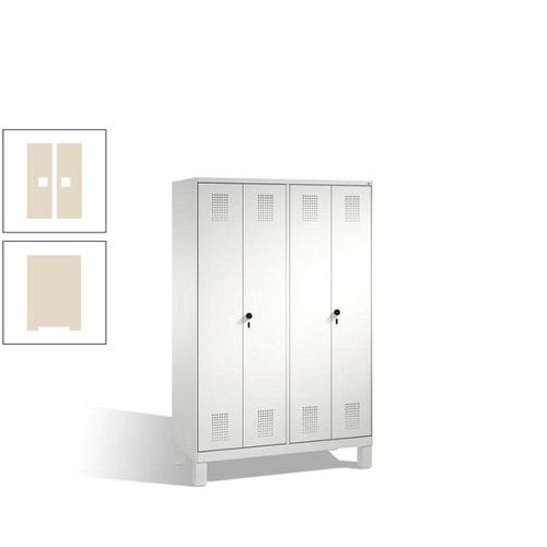 Doppel-Spind, Doppeltüren, Garderobenschrank mit Füßen, 4 Abteile a 300 mm, Korpus anthrazitgrau, Tür anthrazitgrau, 1.850 x 1.200 x 500 mm (HxBxT)