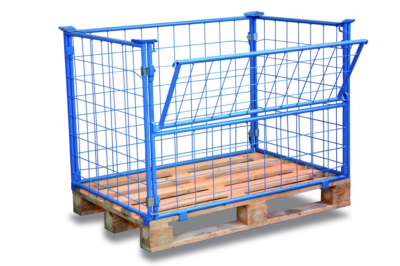 Palettenaufsatzrahmen für Europalette - 1.000 kg - Höhe 1.000 mm - 4-fach stapelbar - Gitter 1x klappbar - lichtblau