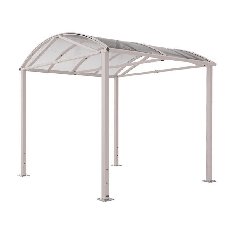 Fahrradüberdachung, Unterstand, 5 Plätze, Grundmodell, Bogendach, Entwässerung, Stahl, 2.640 x 2.520 x 2.830 mm (HxBxT), Farbe enzianblau