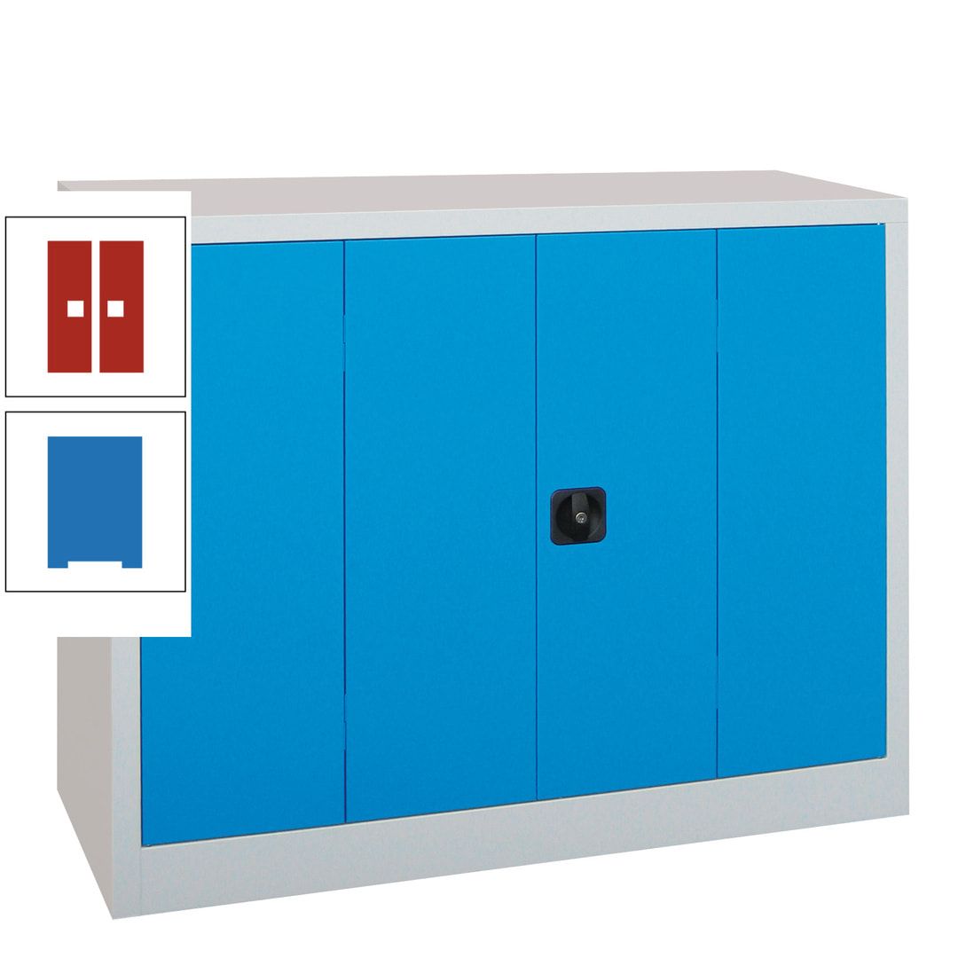 Falttürenschrank - 1.000x1.200x400 mm (HxBxT) - 2 Einlegeböden, gepulvert - Zylinderschloss - anthrazitgrau
