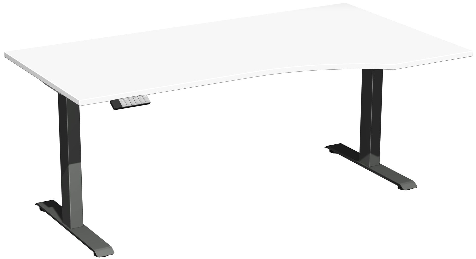 Eckschreibtisch, Ecke rechts, Elevate Basic, elektronisch höhenverstellbar, 730 - 1.230 x 1.800 x 1.000 mm (HxBxT), Gestell anthrazit, Dekor Ahorn
