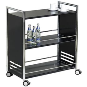 Servierwagen - Etagenwagen - Tragkraft 40 kg - 840 x 400 x 700 mm (HxBxT) - 3 Böden - Chrom/schwarz