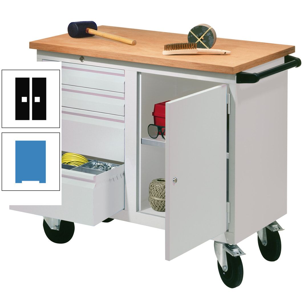 Mobile Werkbank - Werkstattwagen - 915 x 1.090 x 600 mm - 4 Schubladen und Schrankfach - anthrazitgrau