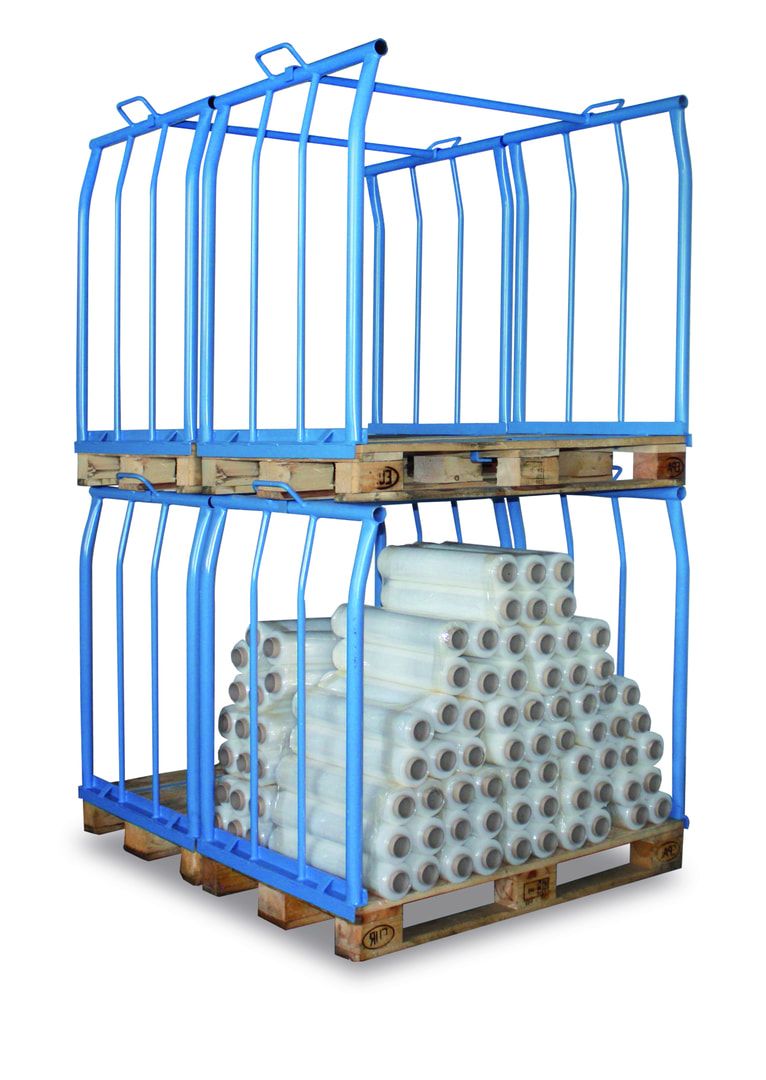 Palettenaufsatzrahmen für Europalette - 300 kg - Höhe 1.200 mm - 3-fach stapelbar - Längsseite offen - lichtblau