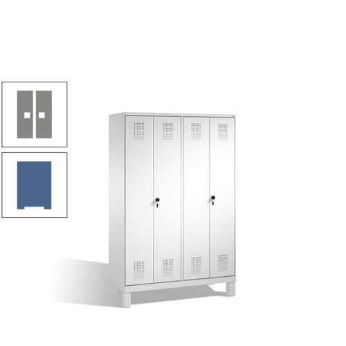 Doppel-Spind, Doppeltüren, Garderobenschrank mit Füßen, 4 Abteile a 300 mm, Korpus anthrazitgrau, Tür anthrazitgrau, 1.850 x 1.200 x 500 mm (HxBxT)