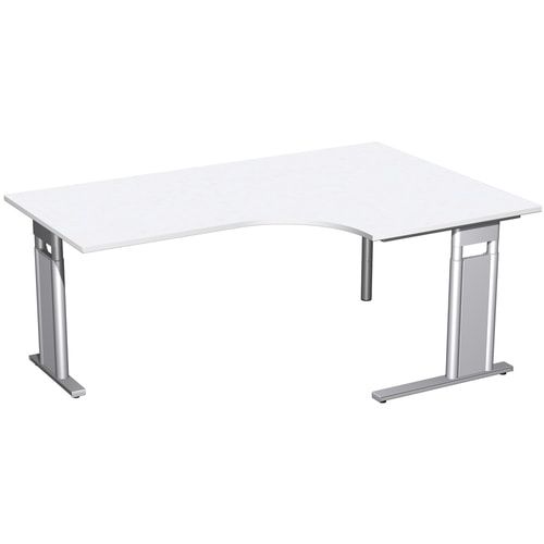 Eckschreibtisch, Eckteil 800 mm, rechts, Füße einseitig verkürzt, C-Fuß Pro, höhenverstellbar, 680-820 x 1.600 x 1.200 mm (HxBxT), Dekor Ahorn
