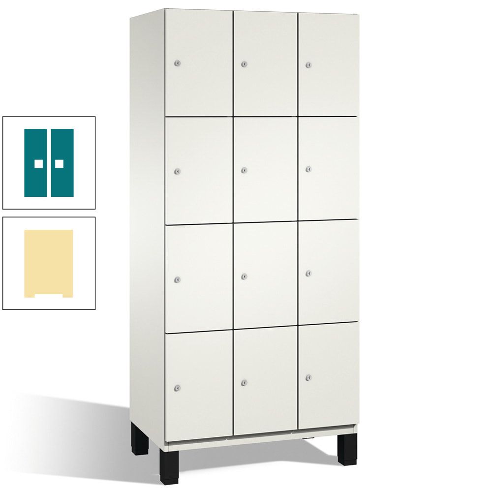 Fächerschrank, Stahlschrank, 12 Fächer, Türöffnungsbegrenzer, mit Füßen, Korpus lichtgrau, Tür anthrazitgrau, 1.980 x 900 x 525 mm (HxBxT)