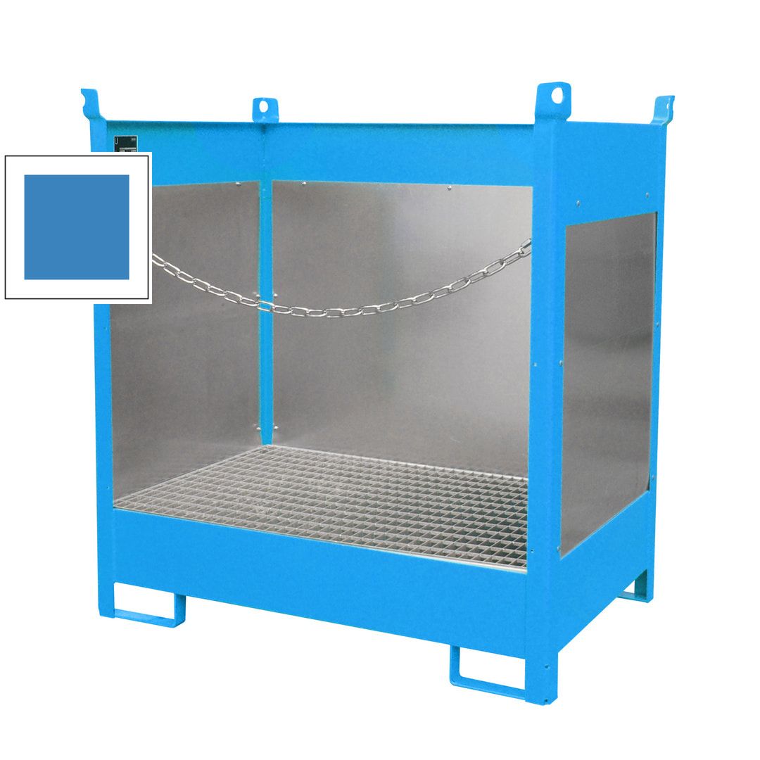 Fass-Stapelpalette - für 2 x 200-l-Fässer - Volumen 210 l - 1.495 x 1.410 x 920 mm (HxBxT) - Spritzschutzwände - feuerrot