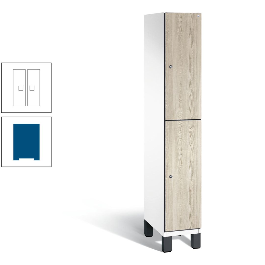 Fächerschrank, Garderobenschrank, mit Füßen, 1 Abteile, 1.980 x 300 x 525 mm (HxBxT), Korpus anthrazitgrau, Tür Donau-Ahorn
