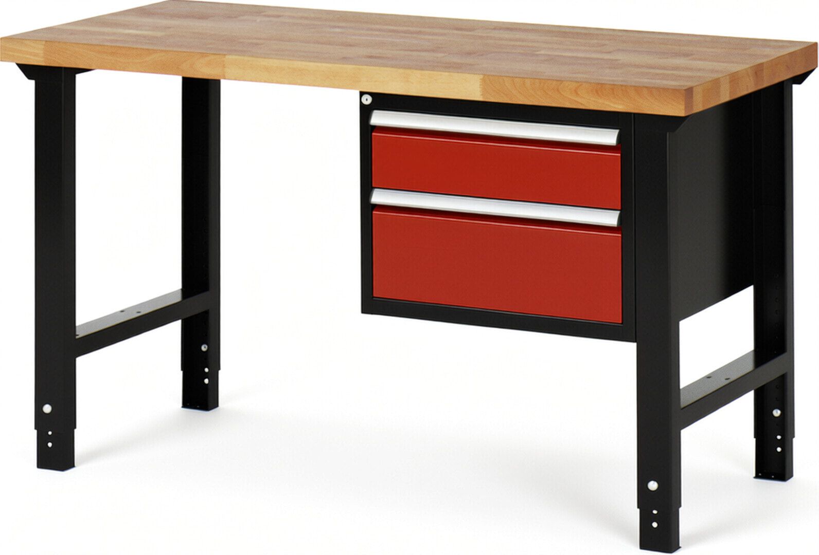 Werkbank - 2 Schubladen - Teilauszug - 150:1 / 210:1 - Höhe 790-1.140 mm - 1.500 x 700 mm (BxT) - 750 kg - Buche - Anthrazitgrau